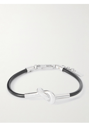 CELINE - Knot Silver-Tone and Leather Bracelet - Men - Black