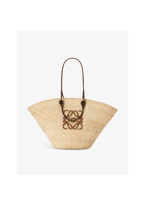 Womens Loewe x Paula's Ibiza Anagram Large Iraca Palm and Leather Basket Bag