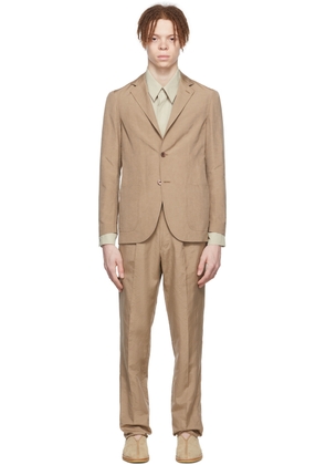 Ring Jacket Tan Silk Suit