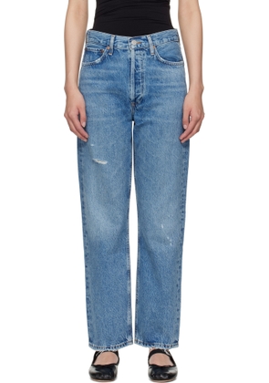 AGOLDE Blue 90's Mid Rise Straight Jeans