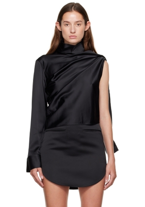 Courrèges Black Off-Shoulder Satin Blouse