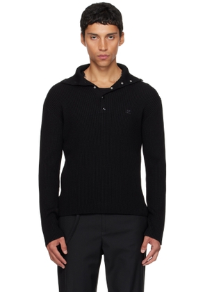 Courrèges Black Ribbed Wool Polo