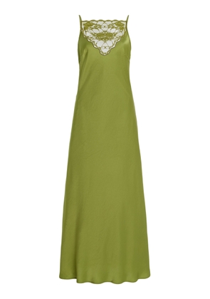 By Malene Birger Libbie Lace-Trimmed Satin Midi Dress - Moda Operandi