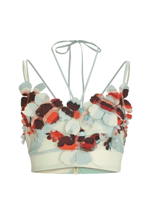 Silvia Tcherassi Kim Floral-Appliquéd Stretch-Cotton Crop Top - Moda Operandi