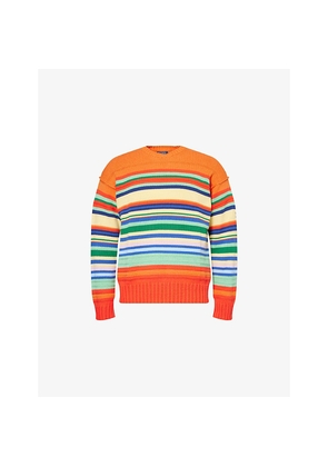 Mens Polo Ralph Lauren Striped Logo-Patch Knitted Pullover