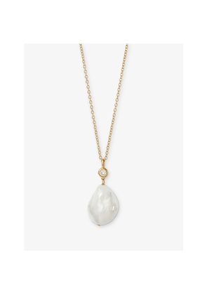 Womens Astley Clarke Pearl 18ct Yellow Gold Vermeil, Pearl and Sapphire Pendant Necklace
