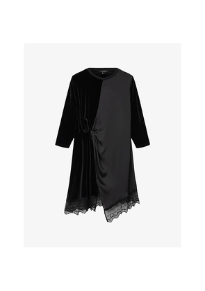 Womens Allsaints Lana Lace-Trim Cotton-Velvet Mini Dress