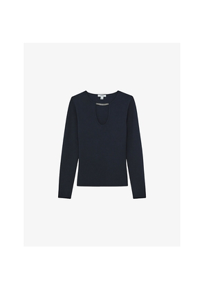 Womens Reiss Tilly Chain-Embellished Long-Sleeve Stretch-Knit Top