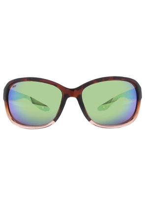 Costa Del Mar Seadrift Gren Mirror Polarized Polycarbonate Rectangular Ladies Sunglasses 6S9114 911405 58