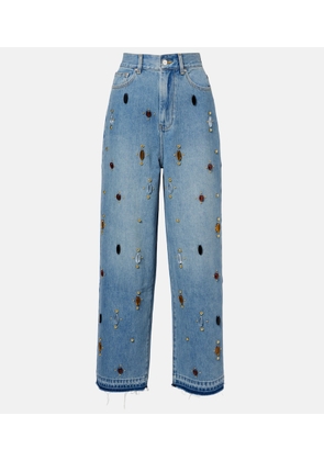 Xu Zhi Embellished high-rise wide-leg jeans