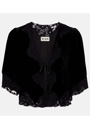 Rixo Ursula lace-trimmed velvet top