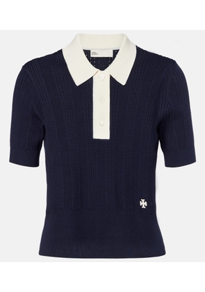 Tory Burch Cotton pointelle polo shirt