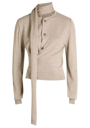 Lemaire Twisted Scarf-effect Knit Cardigan - Taupe - S (UK8-10 / S)