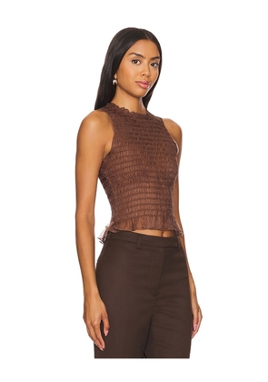 Apres Studio Ruched Silk Tank in Brown. Size L. Also in M, S.