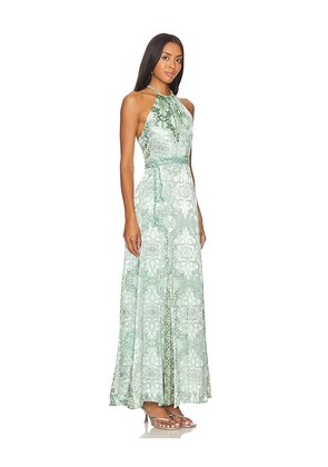 Alice + Olivia Danika Halter Maxi Dress With Belt in Teal. Size 2. Also in 0.