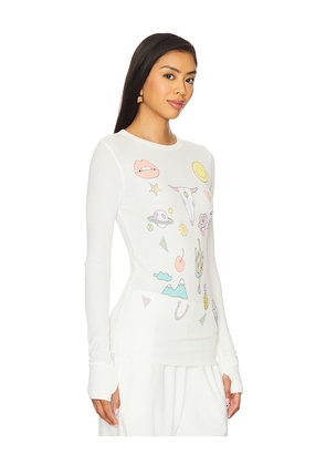 Lauren Moshi Mckinley Dessert Vibes Fitted Thermal Top in White. Size M. Also in S, XS.
