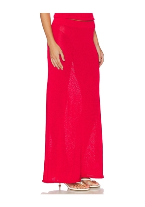 SNDYS Cali Maxi Skirt in Red. Size L. Also in M, S, XL, XS, XXS.