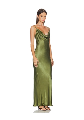 SNDYS Skin Maxi Dress in Olive. Size L. Also in S, XL, XS.
