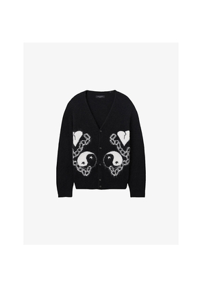 Mens Allsaints Reflection V-Neck Wool-Blend Cardigan