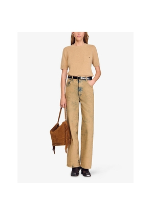 Womens Sandro Short-Sleeve Fine-Knit Wool Jumper