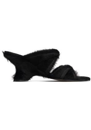 Dries Van Noten Black Ponyhair Mule Heeled Sandals