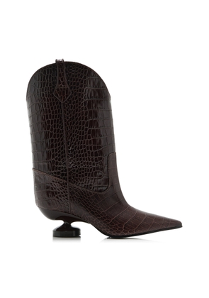 LUCASHEVA Exclusive Maria Snake-Effect Leather Boots - Moda Operandi