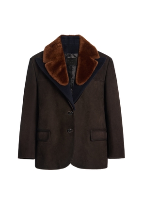 Prada Shearling-Trimmed Suede Caban Jacket - Moda Operandi