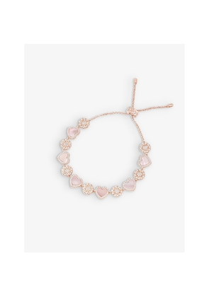 Womens Apm Monaco Heart and Dot 18ct Rose Gold-Plated Brass, Zirconia and Pink Nacre Bracelet
