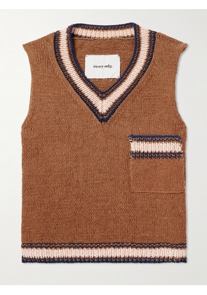 Story mfg. - Striped Organic Cotton Sweater Vest - Men - Brown - S