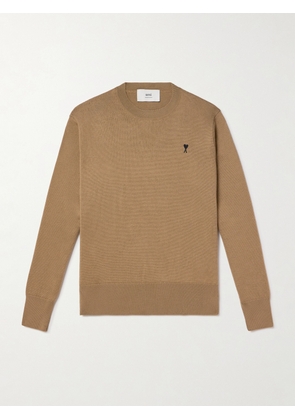 AMI PARIS - ADC Logo-Embroidered Merino Wool Sweater - Men - Neutrals - XS