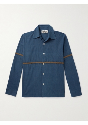 Kartik Research - Rabari Embroidered Pinstriped Cotton Shirt - Men - Blue - S