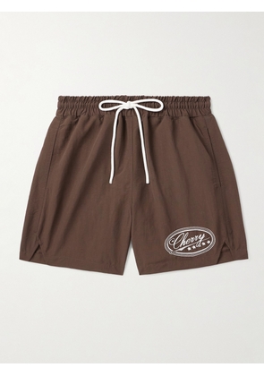 Cherry Los Angeles - Five Star Straight-Leg Mid-Length Logo-Embroidered Shell Swim Shorts - Men - Brown - XS