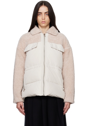 Yves Salomon - Meteo Beige & Pink Paneled Jacket