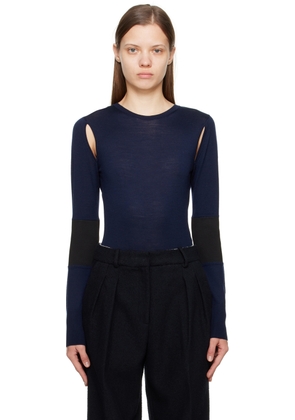 Victoria Beckham Navy Cutout Bodysuit