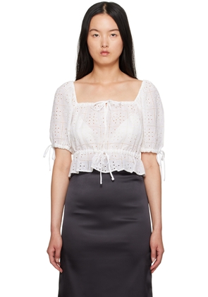 GANNI White Cropped Blouse