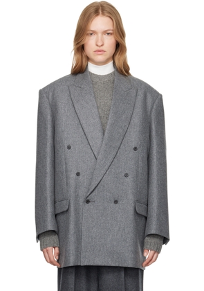 Carven Gray Double-Breasted Blazer