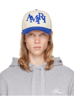 AMIRI Off-White & Blue Staggered 'AMIRI' Canvas Cap