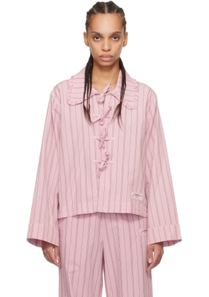 GANNI Pink Stripe Cotton Pyjama Shirt