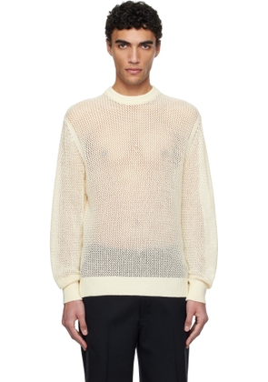 vowels Off-White Cotton Mesh Knitted Sweater