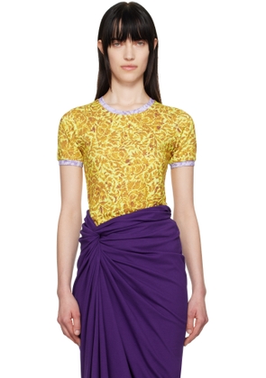 Dries Van Noten Yellow & Purple Printed Contrast T-shirt