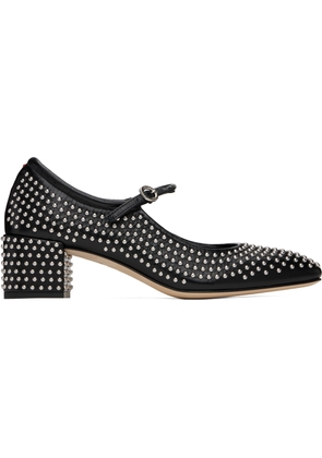 Aeyde Black Aline Mini Studs Mary-Jane Heels