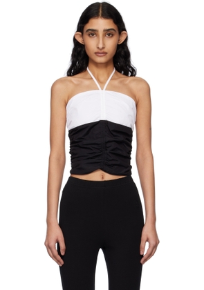 Kijun Black & Off-White Shirring Halter Top