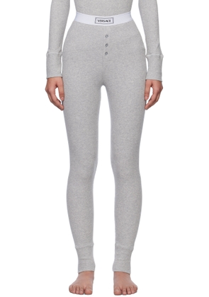 Versace Underwear Gray 90s Vintage Logo Ribbed Leggings