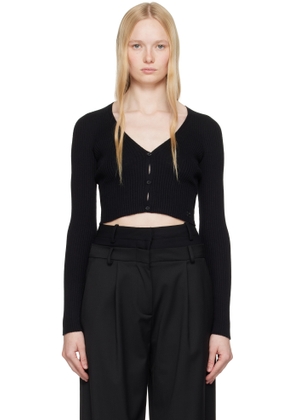 Courrèges Black Solar Light Rib Cardigan