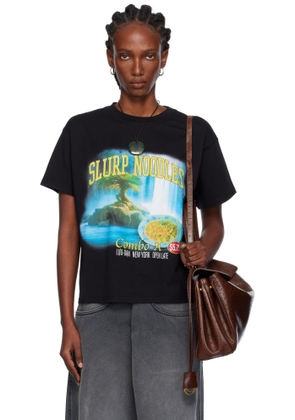 LU'U DAN Black Slurp Noodles Box T-shirt