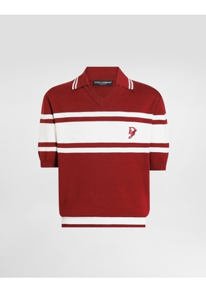 Dolce & Gabbana Silk And Cotton Polo-shirt With Logo Embroidery - Man Sweaters And Cardigans Multicolor 50