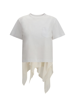Sacai Jersey T-shirt With Polyester Detail