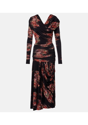 Ganni Floral ruched jersey maxi dress