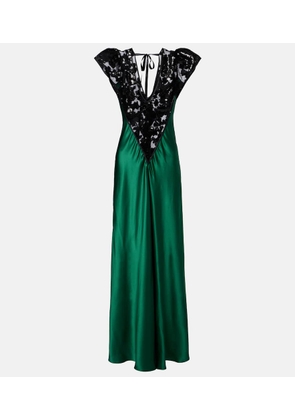 Rodarte Sequined lace-trimmed silk gown