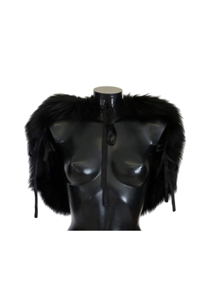Dolce & Gabbana  Black Silver Fox Fur Scarf - M